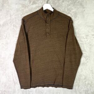 Agave Henley Snap Button Long Sleeve Shirt Size Small Brown Made In USA